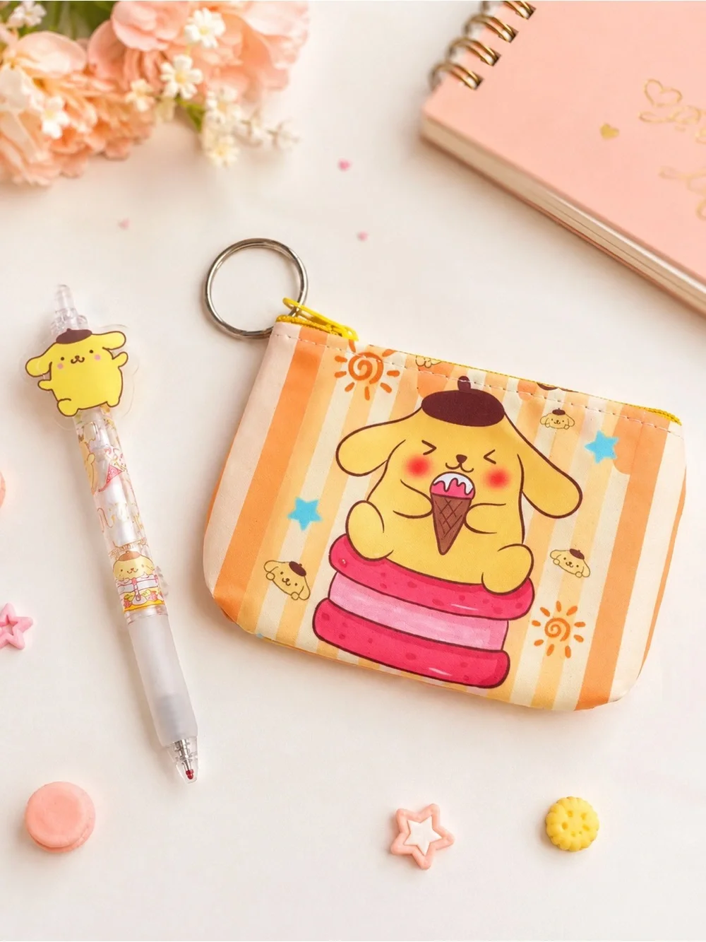 Pompompurin Coin Purse & Gel Pen Set | Kawaii Wallet + Pen Gift Set- Inspired